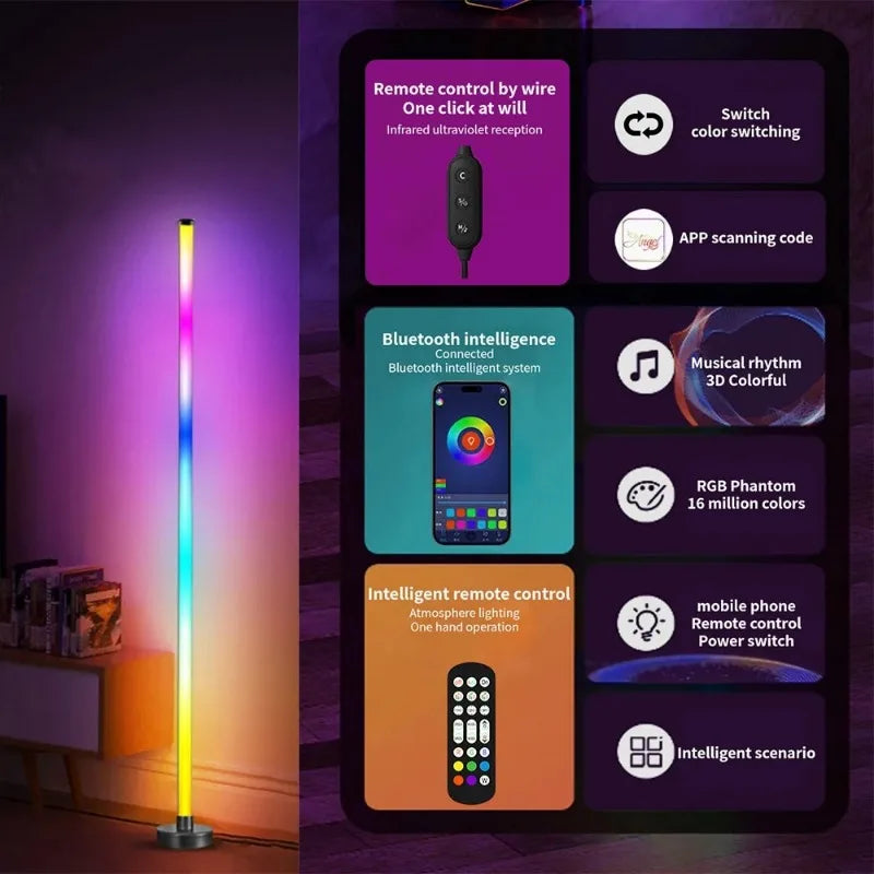 LED Floor Lamp - Remote & App Control, Music Sync
